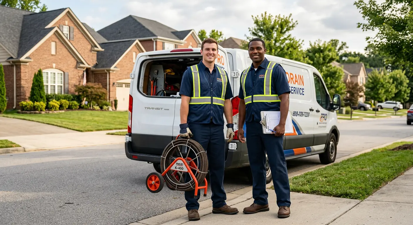 Sewer and drain service team with equipment ready for work in Moline